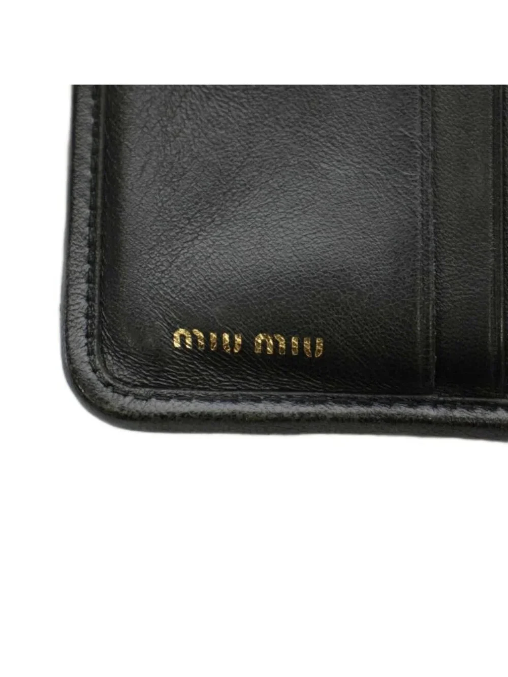 Miu Miu Miu Matelasse Wallet Bifold Coin Purse Leather Black an